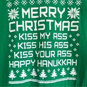 Kiss my a** Merry Christmas Happy Hanukkah tee size L
